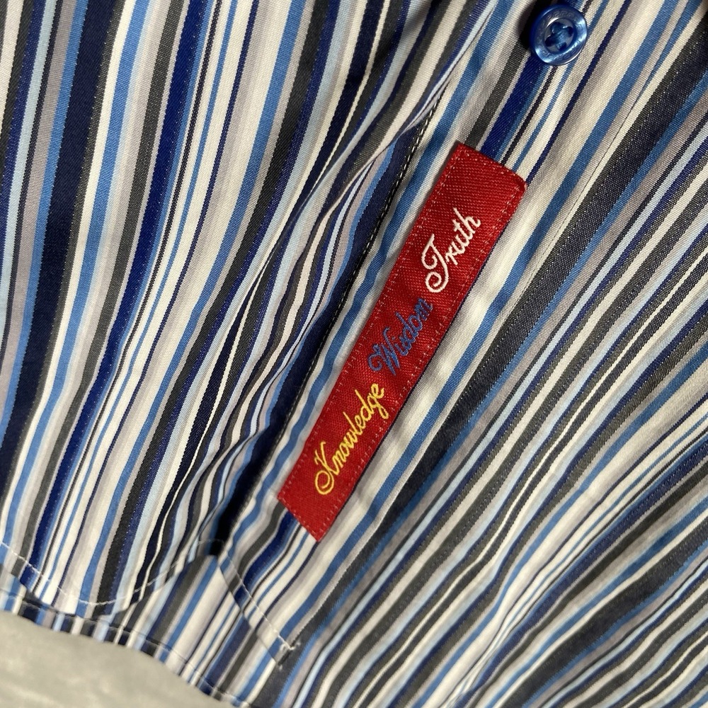 Robert Graham Shirt men's 3XL Button Up Striped Long Sleeve Designer Blue Casual - Picture 6 of 13